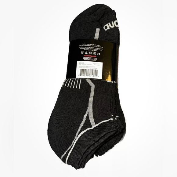 Saucony Men’s 6 Pack Mesh Ventilating Comfort Fit Black No-Show Socks NEW Size L - Picture 3 of 6